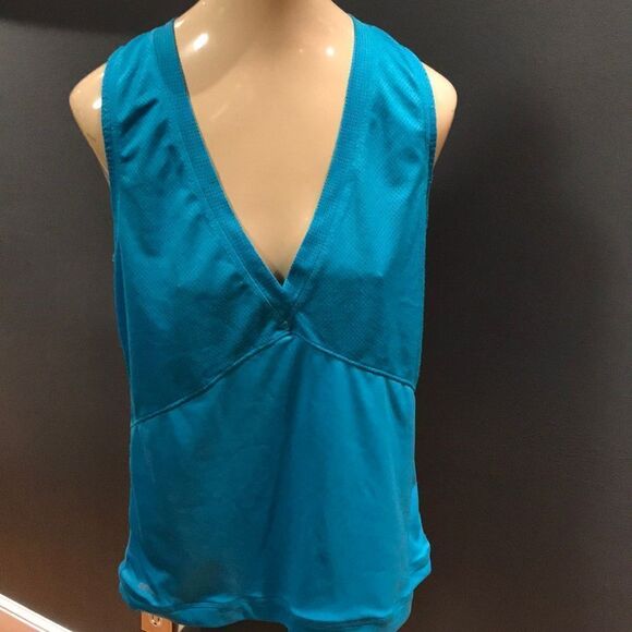 Nike turquoise vented V neck top, medium - Picture 1 of 5